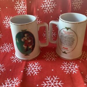 Coca Cola Santa “When Friends Drop In” vintage mug 1996 - set of 2